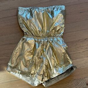 MIA Metallic Gold Strapless Kids One-Piece Romper